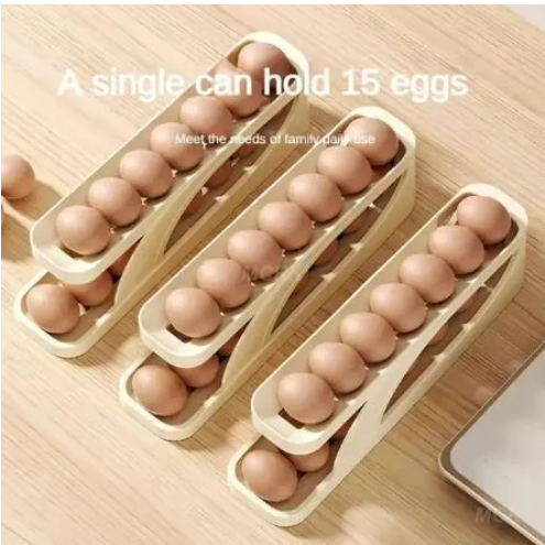 Automatic Scrolling Egg Rack, Double Layer Egg Dispenser, Counter Top Egg Storage Tray