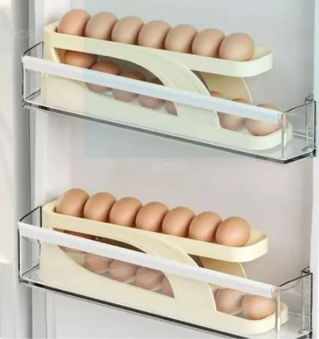Automatic Scrolling Egg Rack, Double Layer Egg Dispenser, Counter Top Egg Storage Tray